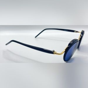 Vintage Ann Michaels 154 Black Gold Oval Sunglasses Frames Only